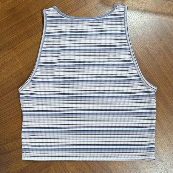 American Eagle Striped Ribbed Crop Tank Top - Picture 3 of 4
